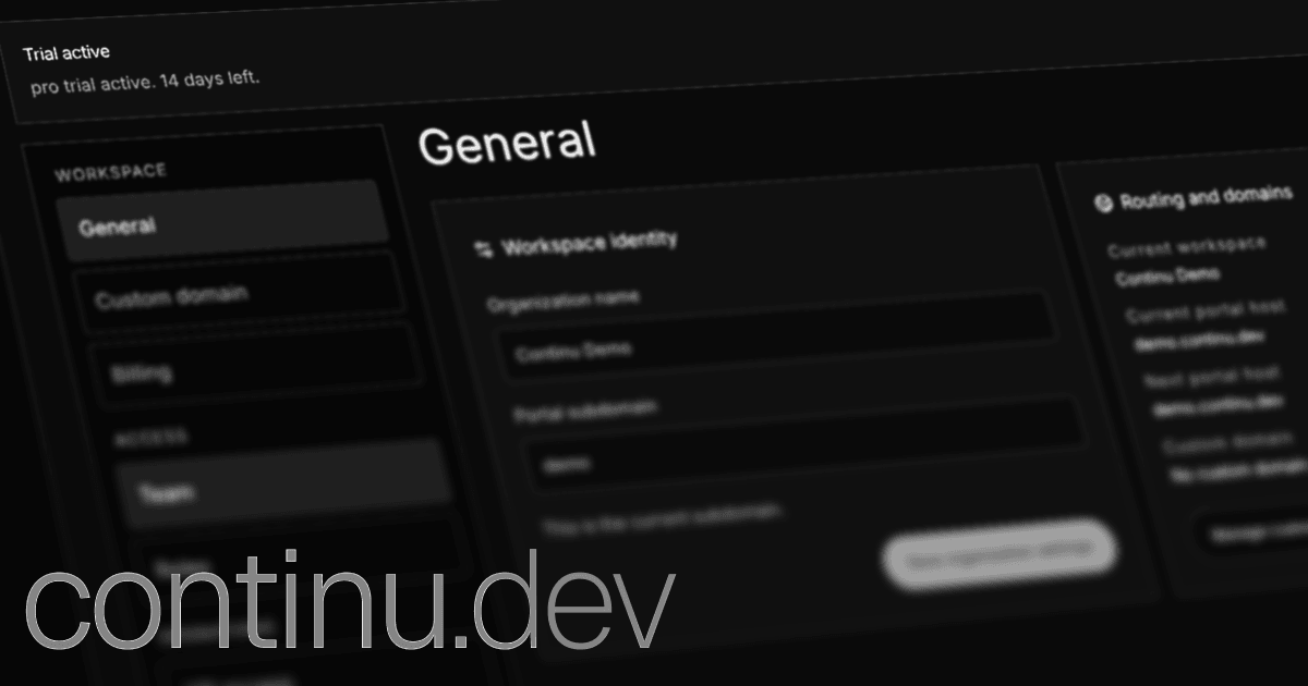 Continu dashboard preview